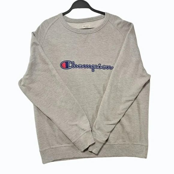 Vtg Champion Authentic Athletic Apparel Gray Embroidered Front Logo Sweatshirt - Picture 2 of 9